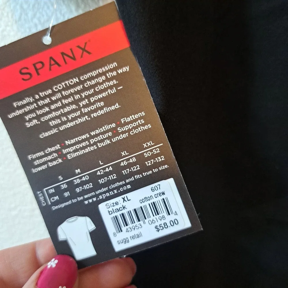 Spanx for Men Cotton Compression Crew Undershirt Black XL 607 Shapewear NWT